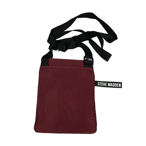 Steve Madden Mens Zip Top Adjustable Strap Crossbody Bag Burgundy OS - Picture 3 of 3